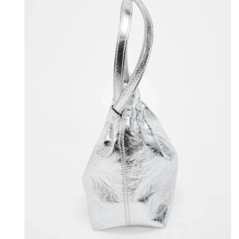 Zara  metallic crossbody bag, silver, NWOT - Picture 2 of 7